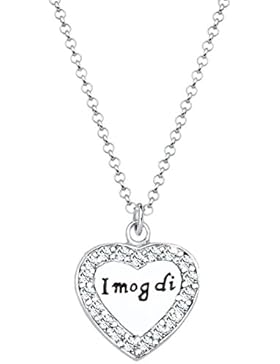 Elli Damen-Kette mit Anhänger Herz Wiesnschmuck I mog di 925 Silber Emaille Swarovski Kristall weiß Brillantschliff