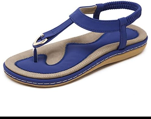 Shoes ZHANGRONG- Ladies Faux Leather Metallic Toe Post Sling Back Low Wedge Flat Summer Sandals (Color : C, Size : EU40/UK7/CN41)