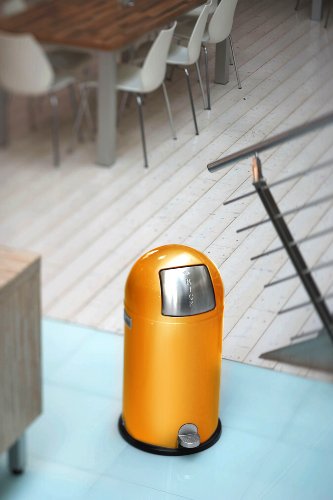 Wesco Kickboy Powder Coated Steel Waste Bin, 40 Litre, Orange