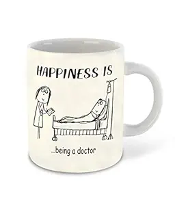 DecorVecor - Happiness is Being a Doctor Printed White Inner Colour Ceramic Coffee Mug | Drink | Milk Cup - Best Gift | Happiness, (Design 2)