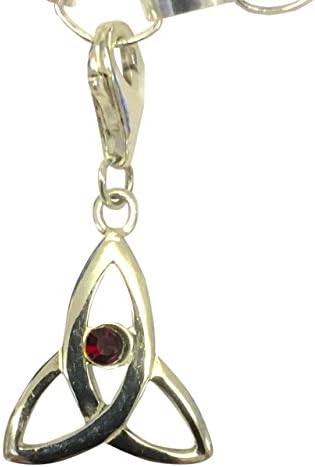 Sterling Silver Celtic Trinity Clip On Charm Set With Swarvoski Ruby Crystal - July