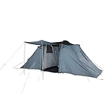 Vis-A-Vis Tunnelzelt aus wasserdichtem Polyester - 585x225x200 cm | 2 große Schlafbereiche á 210x225 cm für 6 Personen | Wassersäule: 5000 mm | Dauerbelüftung | Insektenschutz