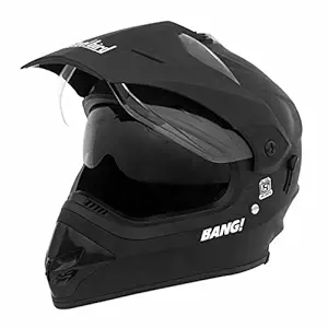 Steelbird SB 42 Bang Motocross Full Face Helmet with Double Visor (Matte Black, L)