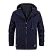 Produktbild Amphia Herren Freizeitjacke - Loose Zip Link - Cap Studded JacketMens Herbst Winter Mode lässig Reißverschluss Hoodie Reine Farbe Patchwork Jacke Mantel