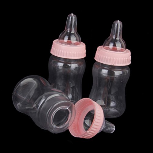 Tinksky Baby Shower Nuckelflasche Candy Box Mini Candy Flasche-Baby-Dusche-Geschenk-Box,12pcs (rosa) - 3