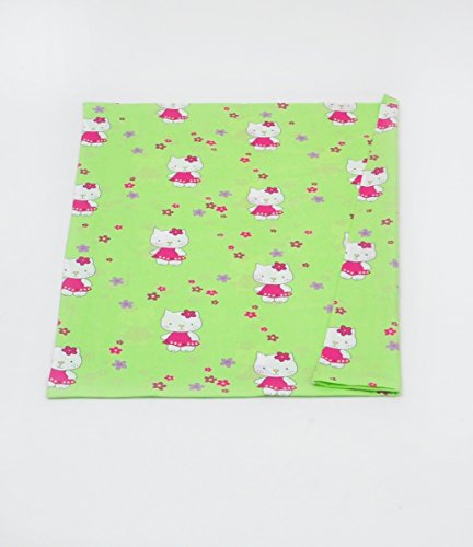 Cot bed DUVET COVER approx. 120x90cm, nursery bedding, toddler, baby bed linen (pattern: kitten with hearts_lightgreen)