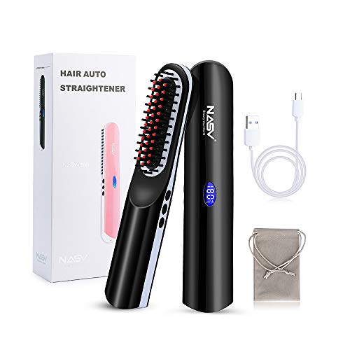 Alisador de barba, doble iones negativos, antiquemaduras, función de bloqueo de temperatura integrada, alisador de cabello de cerámica mejorado por ACXOPT