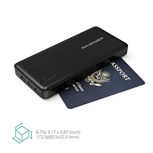 Caricabatterie Portatile 26800mAh a 3 Porte RAVPower Batteria Esterna (5.5A di Uscita / 2.4A max per Porta) con Tecnologia iSmart 2.0 per Cellulari, Tablet e Smartphone