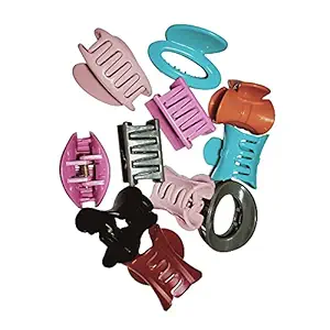 Dkb Plastic Hair Clutcher Claw Clip Medium Size (Multi-Colour) - Pack Of 12 Pcs