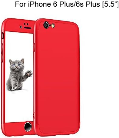 iPhone 6 Plus/6S Plus Case 5.5", uiano® 360 Degree Protection 3 in 1 Combination Anti-Scratch PC Ultra-thin Shockproof case cover for iPhone 6 Plus 6S Plus Red + Screen Protector [Lifetime Warranty]