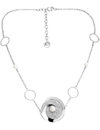 Misaki QCUNSPIRALE - Collar de mujer de plata de ley con circonitas y perla cultivada de agua dulce