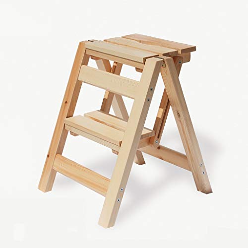 Preisvergleich Produktbild Ibuprofen Stuhlhocker nach Hause Leiter Stufenhocker Massivholz-Tritthocker Mehrzweck-Zweifach-Leiterhocker Blumenständer Faltbar