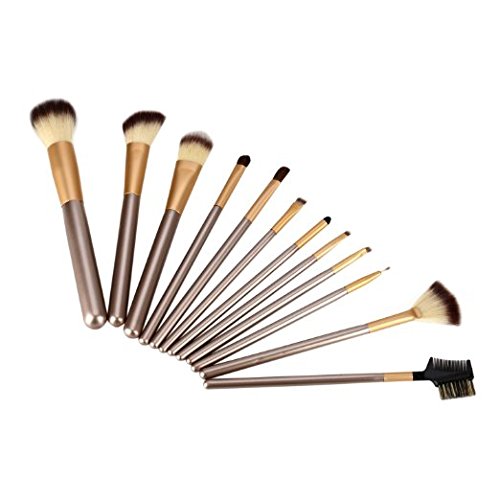 Tenn Well 12-tlgs Pinsel Make-up Set (Weisse , Kosmetik Pinsel Tasche) - 2