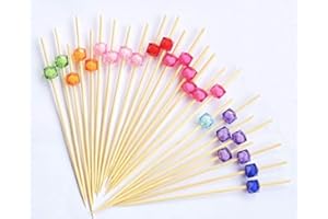 AILEXI Cocktail-Sticks 100 zählt Holz zahnstocher Partei liefert Frill Finger Essen früchte Sandwich knabber - Multicolor Acryl Perlen