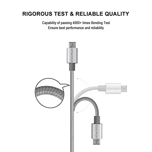 Cavo USB [3-pack] [] Ankoda ultra resistente in nylon intrecciato cavi Android caricabatterieÂ â€“Â Custodia per smartphone Samsung Galaxy, Nexus, LG, Sony, Xiaomi, HTC, Motorola, Kindle, PS4Â controller, and more
