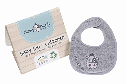 Baby Lätzchen aus 100% Frottee BIO-Baumwolle - extrem saugfähiger und weicher Spucklatz für Jungen und Mädchen - Schickes Design mit Stickerei, perfekt als Geschenk zur Geburt oder Babyparty
