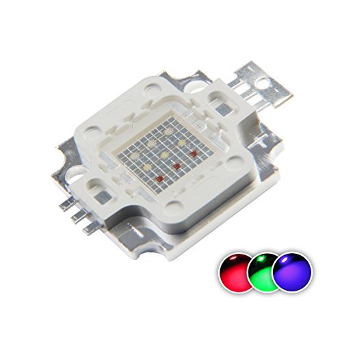 CHANZON High Power Led Chip 10W RGB Common Anode (300mA - 350mA for Each Color) Multicolor Super Bright Intensity SMD COB 10 Watt Light Emitter Components Diode 10 W Bulb Lamp Beads DIY Lighting