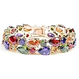 SAPHIRA Flowerets Vine Swiss Cubic Zirconia 18K Rose Gold Plated Sparkling Bracelet for Women and Girls