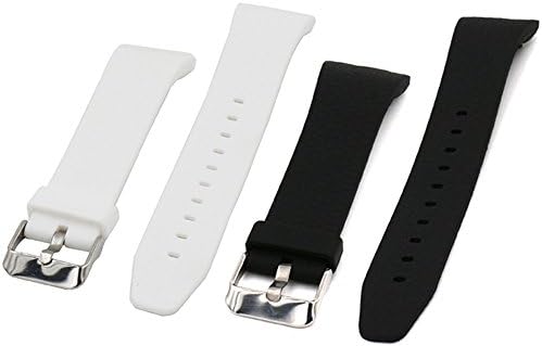 Eletespt Gear Soft Silicone Replacement Sport Band for Samsung Gear Fit Smart Watch Fit 2 SM-R360 Bands (Black+White 2pcs)