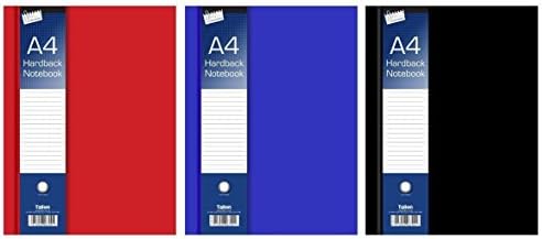 Just Stationery A4 Ruled Hardback Book ideal for Office School Ruled (Red)