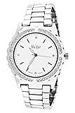 Mador - MAW1218  - Armbanduhr für Damen - Zifferblatt Weiß - Metallarmband Silber mit Diamanten