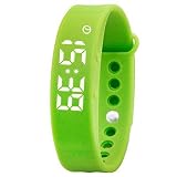 Damen-Grün Smart LED-Digital-Sport-Fitness-Kalorien-Armband Studenten Silikon Uhr für Kinder Männer