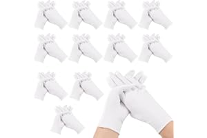 ‎NEWOFVIEW Newofview 12 Paar Baumwollhandschuhe Weiß Handschuhe White Cotton Gloves für trockene Hände, feuchtigkeitsspendend, Kosmetik, Ekzem, Spa, Münzschmuck, Inspektion, Servierhandsc