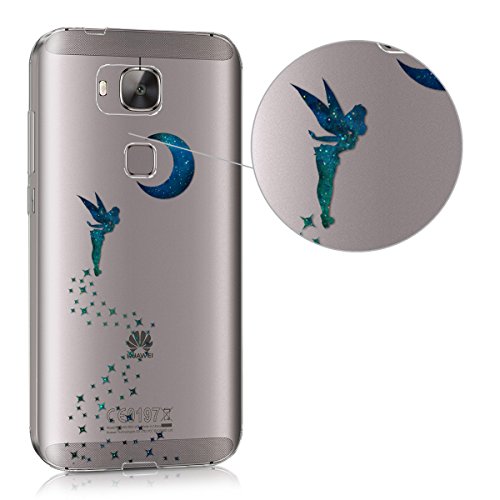 kwmobile Funda para Huawei G8   GX8 - Case para m  vil en TPU silicona - Cover trasero Dise  o hada en azul oscuro petr  leo transparente