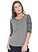 Cult Fiction Grey Melange Color 3/4th Sleeves Scoop Neck Cotton Solid Tshirt For Women