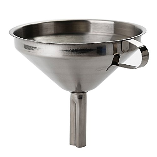 Uten® Edelstahl Oil Coffee Wine Beer Filter Funnel Edelstahltrichter Filter Trichter für Friteusenöl Rösle Einfülltrichter Einmachtrichter mit Sieb Funnel Ø 12.7 cm | Küchenhelfer | Handle Brewing Funnel Removable Mesh Strainer - 7