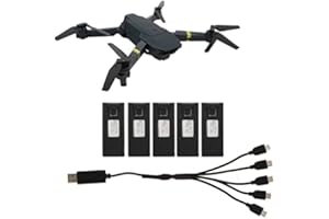 DPOFIRS RC Drone Bateria Litowa do E88 E88PRO LsE525 E525 PRO i Innych Zdalnie Sterowanych Samolotów z Kablem ładującym 5 w 1, 3,7 V 1800 Mah Wymienna Bateria 5 Sztuk