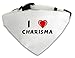 Produktbild Personalisierter Weißer Hundschal mit Aufschrift Ich liebe Charisma (Vorname/Zuname/Spitzname)