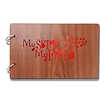 Sehaz Artworks MySisMyFrnd Wooden Scrapbook Photo Album for Memorable Gift on Brother, Sister, Cousins, Bro Sis, Birthdays, Valentines Day, Anniversary (22 cm x 16 cm x 4 cm, Brown)