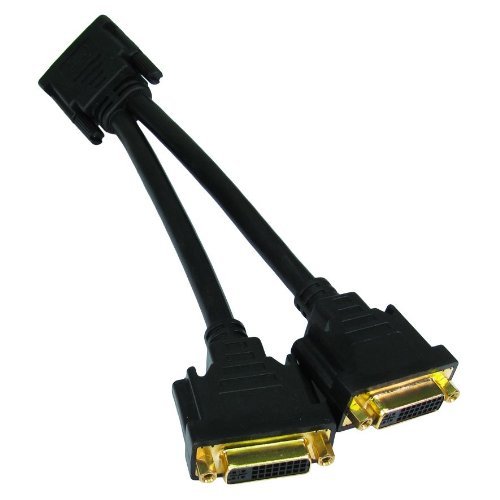 0.2m DVI-Splitter Adapter-Kabel - 24 Karat vergoldete - single DVI-D (männlich) auf Dual DVI-D (female) - teilen Sie Ihre dvi Bild auf zwei Displays - Farbe: Schwarz - voll vergossenen Hauben / Stecker