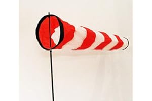 molinoRC Weiß - roter Windsack | wie auf Flugfeld | 2020 | Durchmesser 17cm | Standfuß 120cm | Windsack 70cm | Windsocke | Windspiel | Wetterfahne | Windturbine | inkl. stabilem Fiberglasstab