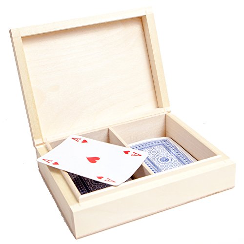 UNPAINTED NEW WOODEN BOX FOR 2 SETS OF PLAYING CARDS/ART CRAFT DECOUPAGE/WOODENLAND