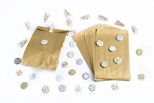 Download Set de noël doré 24 adventskalendertüten et 24 boutons (avec aiguille à l'arrière; set) calendrier de l'avent pour remplir et de bricolage en argent, or, blanc, gris. Download Set de noël doré 24 adventskalendertüten et 24 boutons (avec aiguille à l'arrière; set) calendrier de l'avent pour remplir et de bricolage en argent, or, blanc, gris.