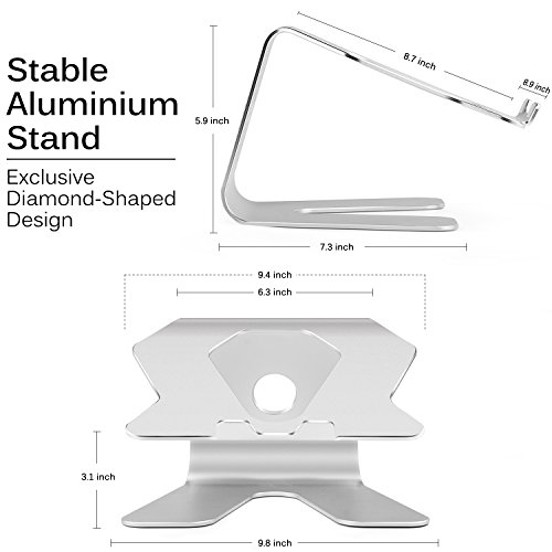Elec3 Premium Aluminium Cooling Laptop Ständer für Apple Macbook, alle Notebooks, Tablets, eBook-Reader und Bücher Bis zu 17 Zoll (Silber) - 3