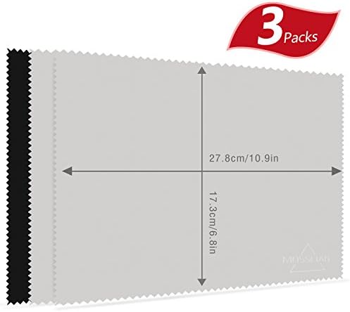 (3 Packs) Microfiber Cleaning Cloths MOSSLIAN Ultra-Gentle Screen Cloths and Keyboard Covers for Laptop 11" Suitable for Sunglasses, Glasses, Camera Lenses, Computer, iPad, iPhone, Table, Screen, Jewelry and Other Delicate Surfaces (2 x Gray, 1 x Black)