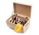 KIT INTEGRAL COMPLETO: El kit de cuidado de zapatos contiene todo lo que necesitas para limpiar y dar brillo a tus zapatos y botas de cuero. Contiene cepillos y crema para piel lisa, así como un cepillo para nobuck y ante