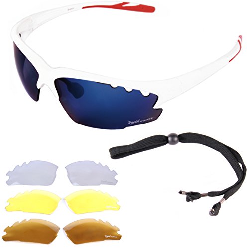 Rapid Eyewear GAFAS DE SOL CICLISMO Y CORRER BLANCAS 'Breeze Cycle' para hombre y mujer. lentes intercambiables POLARIZADOS y transparentes. Ideales para ciclista, atletismo, triatlon etc. UV400