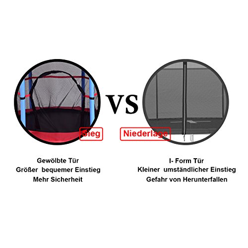 Fitness Trampolin Gartentrampolin 140cm mit Sicherheitsnetz Kinder Trampolin Sicherheitsrampolin - 6