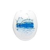 WC Deckel WC Sitz / Scharniere verchromt / Material Holz MDF / edles und modernes Design als Fotodruck / Farbe Weiß / Kollektion 'Water Drop'