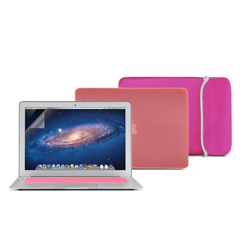 GMYLE 4 im 1 - GMYLE Ultra Slim Matte Gummierte Plastik Harte Hülle Case for Macbook Air 11 Zoll & Tasche & Clear Display Schutz & Silikon Tastatur Abdeckung - Rosa