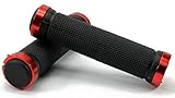 LUPO Double Lock On Locking Handlebar Cycle Bicycle Mountain Bike MTB BMX Stunt Scooter Grips (BLACK With RED Locks)