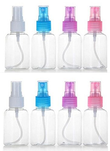 KingWinX 2.5 Ounce Plastic Spray Bottles, Pack of 8 pcs Assorted Colors