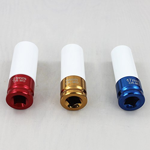 HG® Alufelgen Impact Schlagschrauber-Kraft-Schoneinsätze 12,5 1/2″ 3-tlg Steckschlüssel-Satz 17 19 21 mm Schonnüsse Felgennuß Für Radschrauben - 2