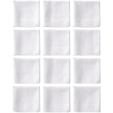 12 Adet Pamuklu Ekonomik Paket &Ccedil;ok Ama&ccedil;lı Beyaz Kare Mendil 28X28 Cm