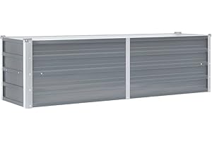 vidaXL Garden Raised Bed Galvanised Steel 160x40x45cm Grey Plant Raised Bed Box