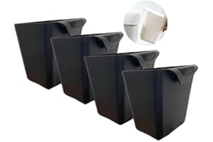 Rikyo 4Pack Hanging Cup Holders,Trolley Basket Storage,Rolling Cart Accessories,4.75x4 Hanging Pencil Holder Storage Containers Hanging Buckets Hanging Bins,Make Up Pencil Holder (Black)